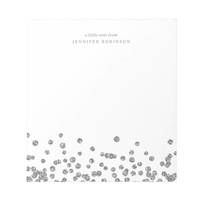 Bloc-note Chic Glam Argent Paillettes Faux Confettis avec no (Devant)