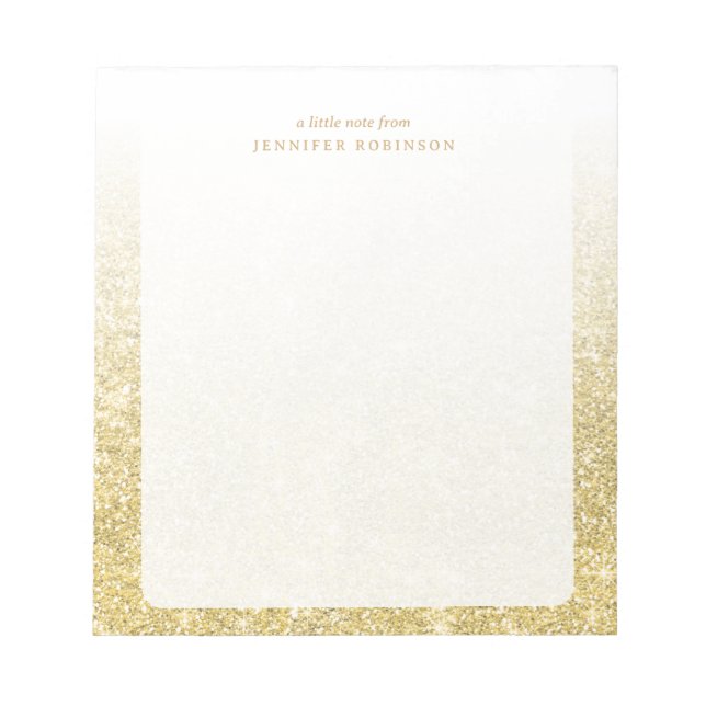 Bloc-note Chic Glam Or Faux Paillettes avec nom  (Devant)