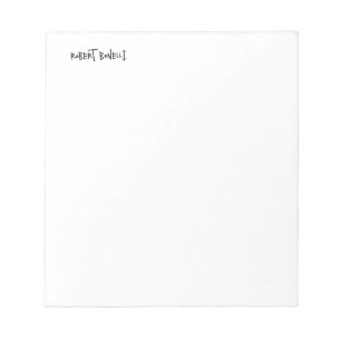 Bloc-note Chic moderne noir blanc Votre nom minimaliste