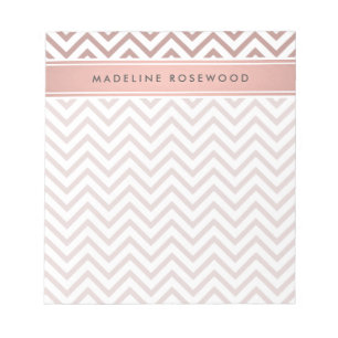 Bloc-note Chic moderne Rose or Chevron Monogrammé