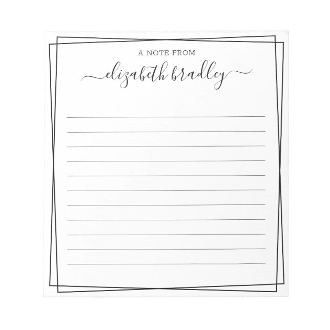 Bloc-note Chic Monogramme Signature Script Du Bureau De (Devant)