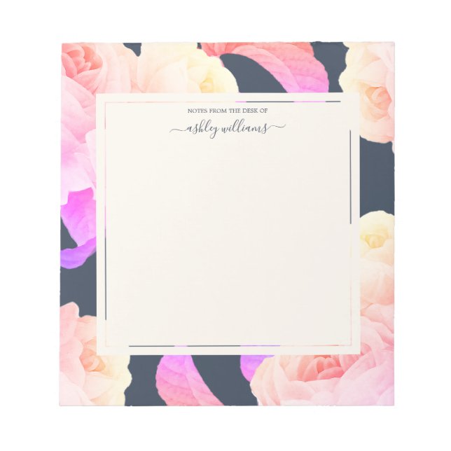 Bloc-note Chic Neon Rose Dark Blue Personalized (Devant)