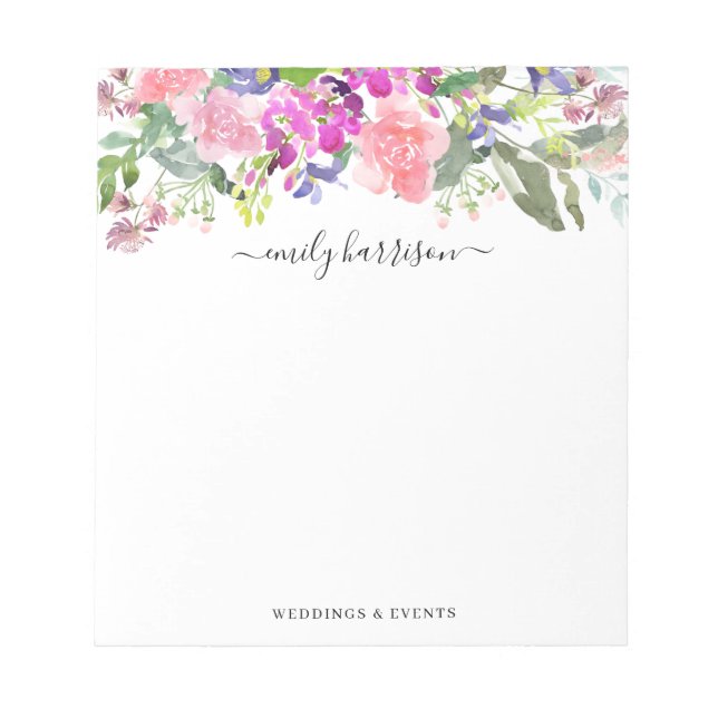 Bloc-note Chic Watercolor Floral Botanical Personalized (Devant)