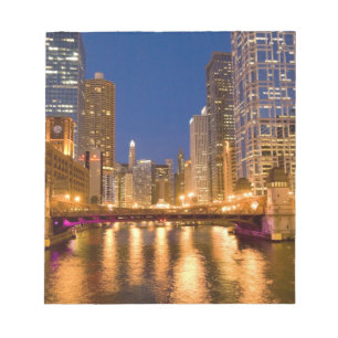Bloc-note Chicago, Illinois, Skyline et rivière Chicago à