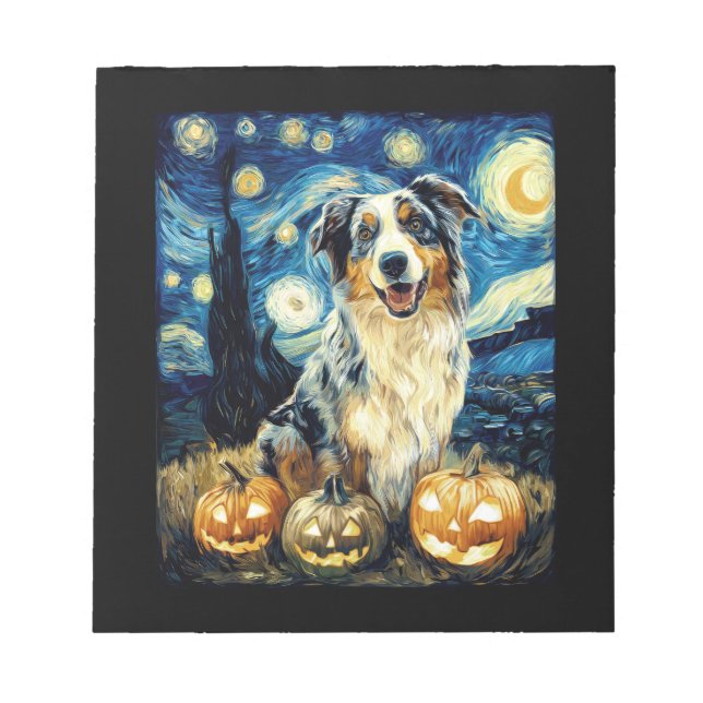 Bloc-note Chien berger australien mignon Halloween Jack O La (Devant)