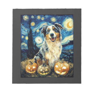 Bloc-note Chien berger australien mignon Halloween Jack O La