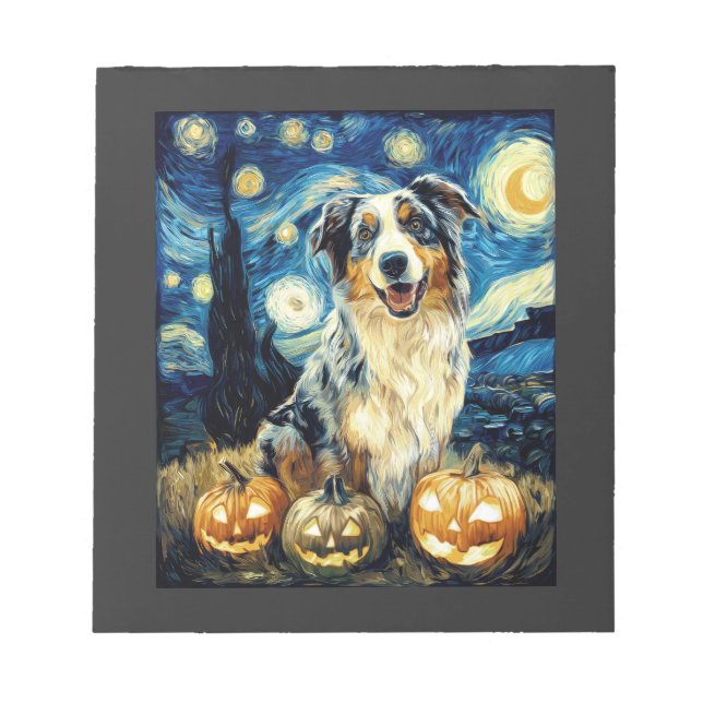 Bloc-note Chien berger australien mignon Halloween Jack O La (Devant)