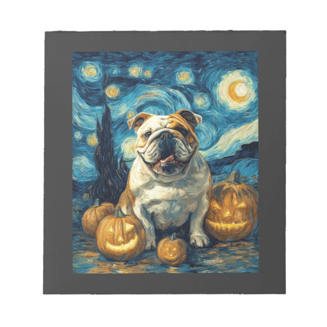 Bloc-note Chien bouledogue anglais mignon Halloween Jack O L (Devant)