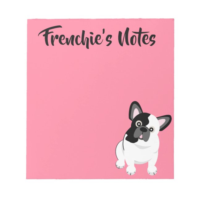 Bloc-note Chien Bouledogue Français Noir et Blanc Chiot Mign (Devant)