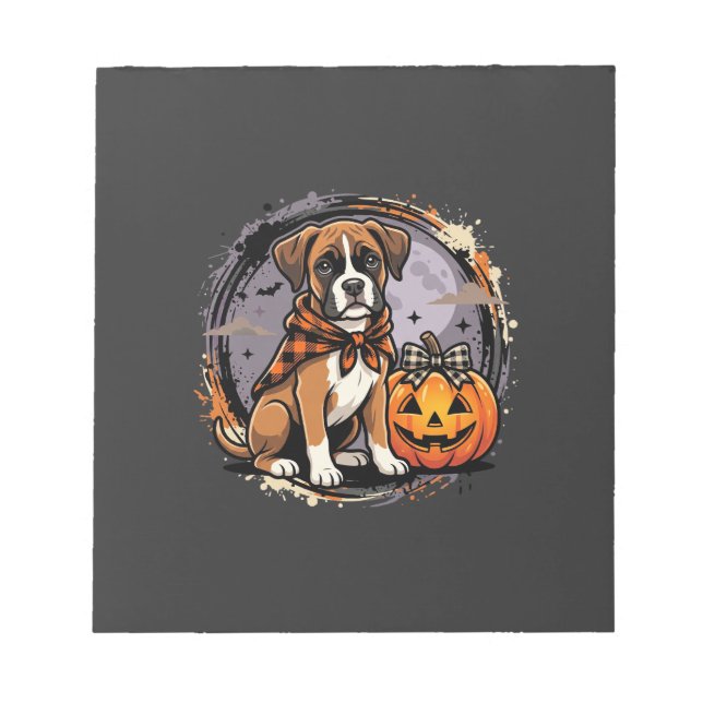 Bloc-note Chien Boxer Halloween Citrouille Sublimation (Devant)