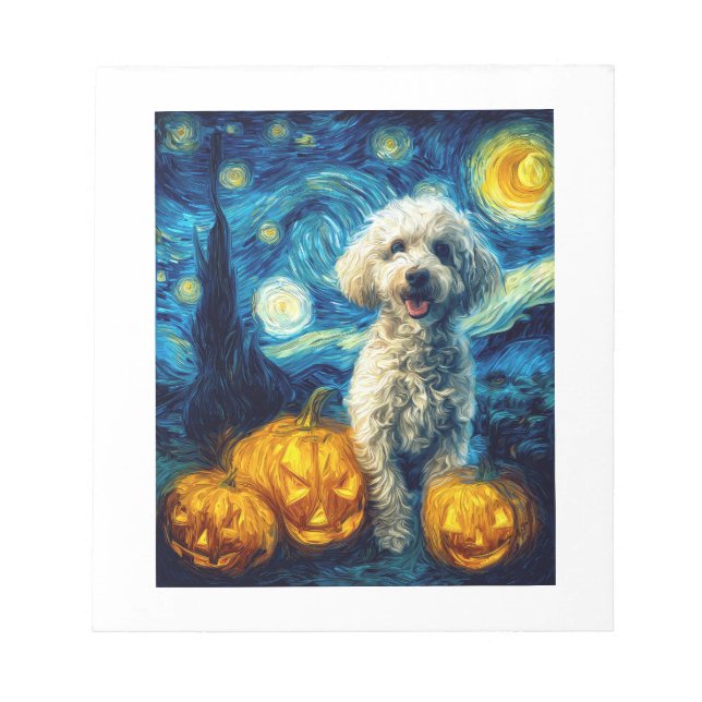 Bloc-note Chien Caniche Mignon Citrouille Halloween Jack O L (Devant)