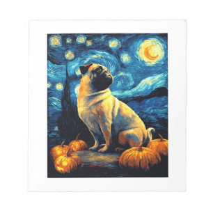 Bloc-note Chien carlin de la nuit étoilée de van gogh hallow