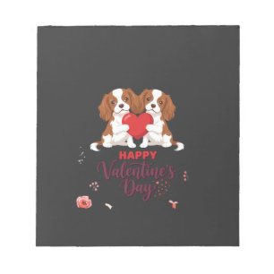 Bloc-note Chien Cavalier King Happy Saint-Valentin Floral