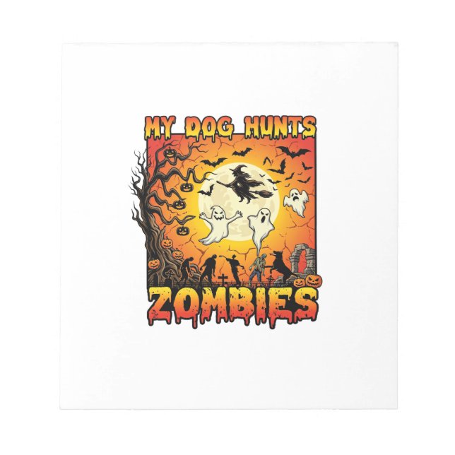 Bloc-note Chien Chasse Les Zombies Halloween Fantômes Sorciè (Devant)