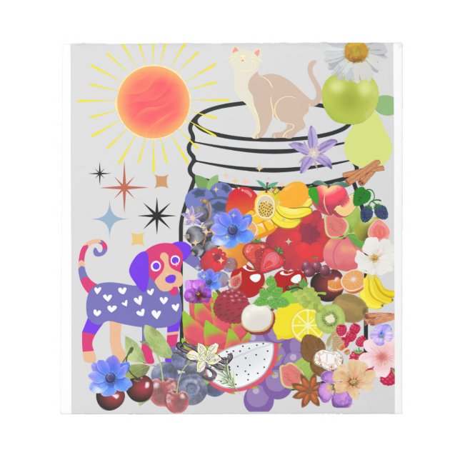 Bloc-note chien, chat, fruits et fleurs (Devant)