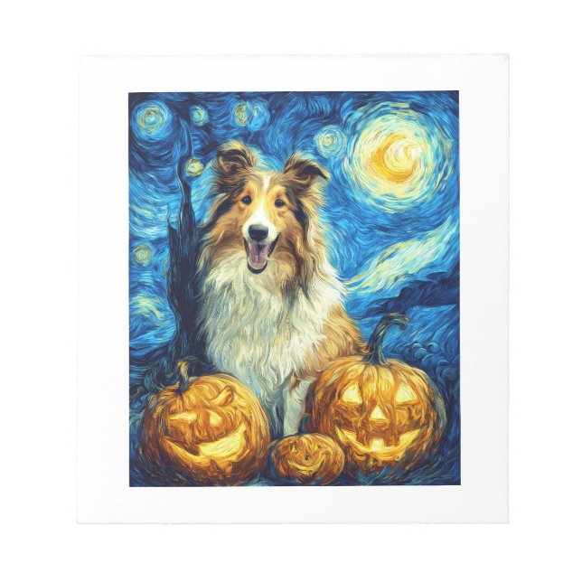 Bloc-note Chien Colley Rough Mignon Halloween Jack O Lantern (Devant)