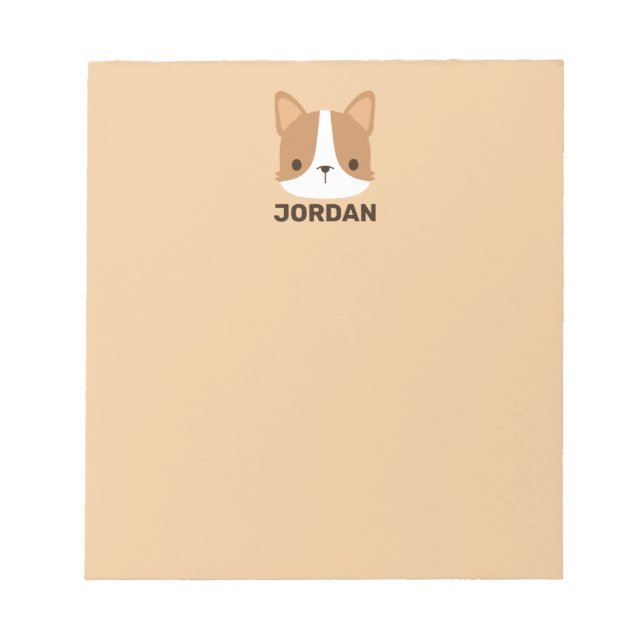 Bloc-note Chien Corgi mignon avec nom personnalisé (Devant)