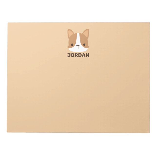 Bloc-note Chien Corgi mignon avec nom personnalisé (Devant)