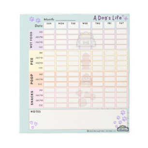 Bloc-note Chien Daily Tracker Notepad 40 pages Sunday Starte