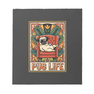 Bloc-note Chien d'art populaire rétro Pug Life