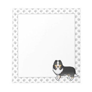 Bloc-note Chien de berger des Shetland tricolore Dessin anim