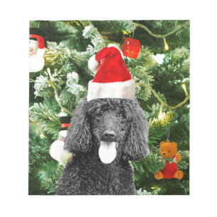 Bloc-note Chien de caniche sapin de Noël Snowman Red Santa C