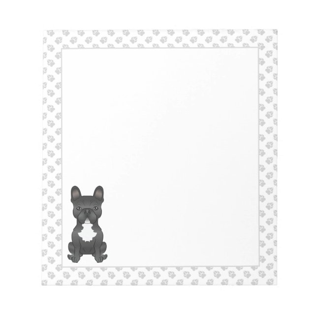 Bloc-note Chien de dessin animé Bouledogue Français noir et  (Devant)