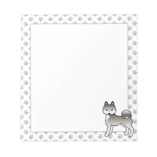 Bloc-note Chien de dessin animé mignon Klee Kai d'Alaska gri