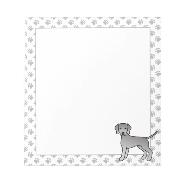 Bloc-note Chien de dessin animé mignon Weimaraner et pattes (Devant)