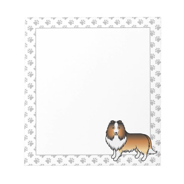 Bloc-note Chien de dessin animé Shetland Sable Sheltie & Pat (Devant)