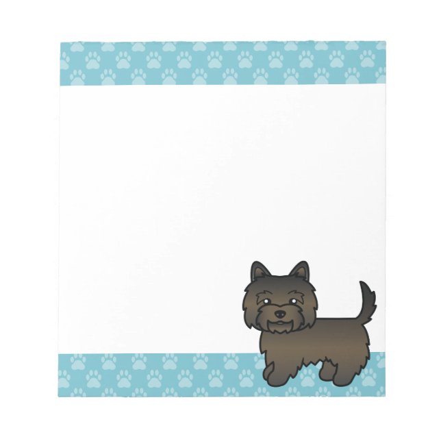 Bloc-note Chien de dessin animé Terrier Cairn Bringé foncé (Devant)
