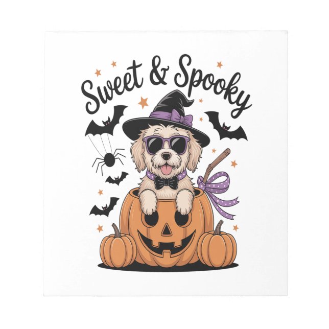 Bloc-note Chien de Halloween doux et effrayant (Devant)
