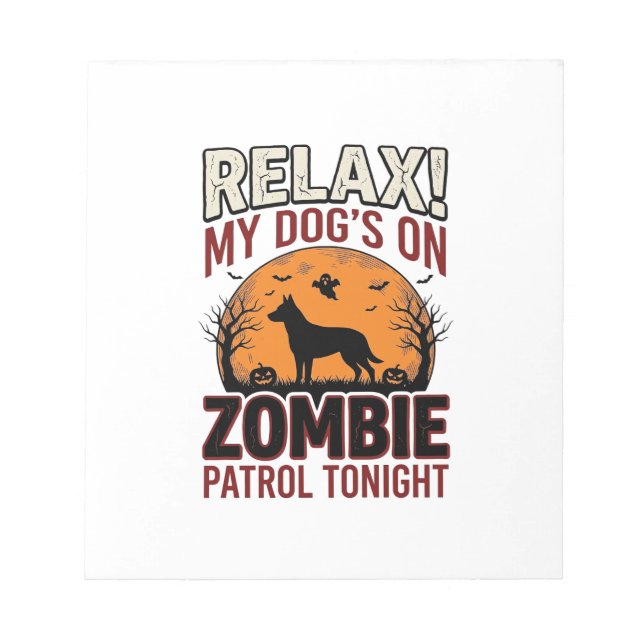 Bloc-note Chien de patrouille zombie Halloween Gravure vinta (Devant)