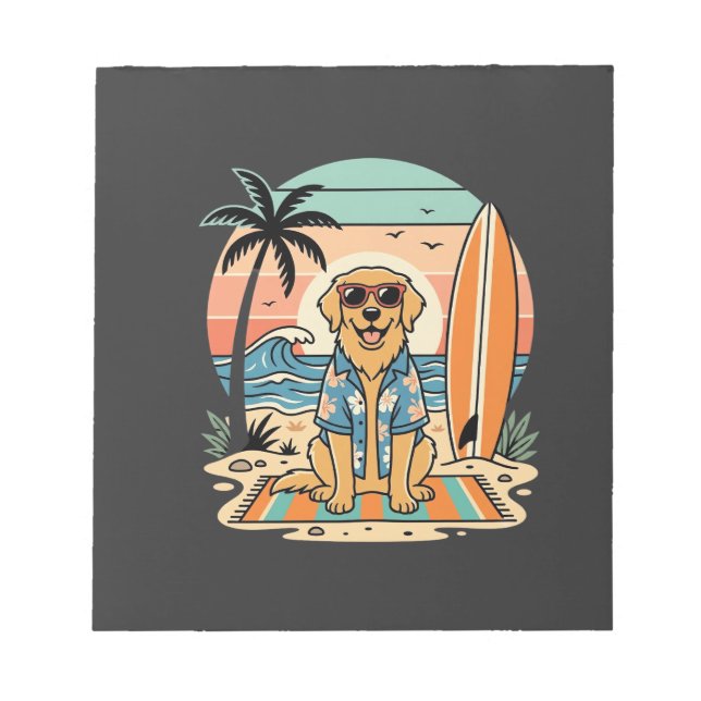 Bloc-note Chien de surf Rétro Plage Été (Devant)