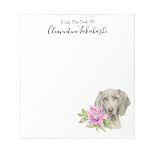 Bloc-note Chien élégant Weimaraner Aquarelle   Ajoutez votre
