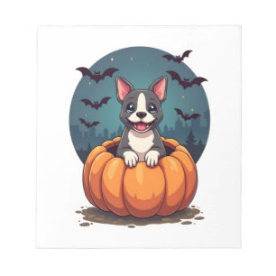 Bloc-note Chien fantôme de Halloween rétro Bouledogue frança