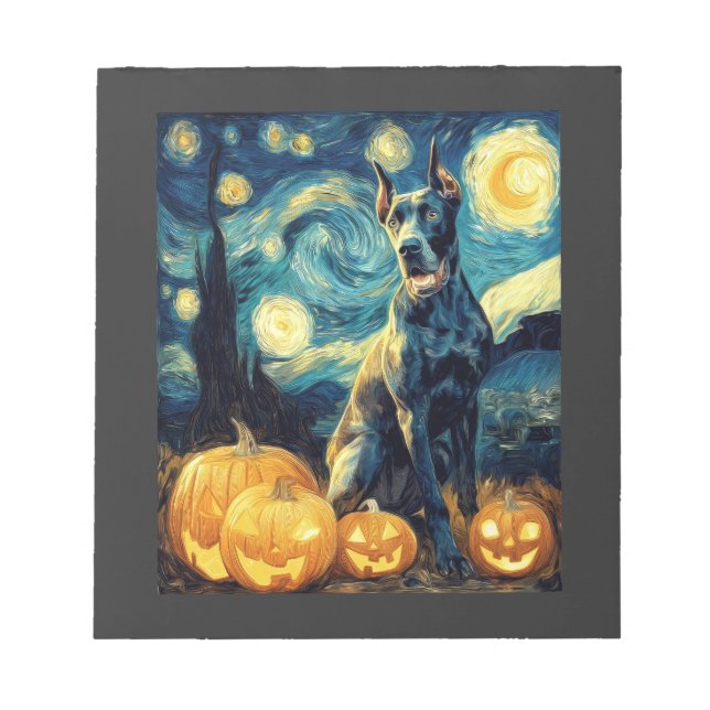 Bloc-note Chien Grand Danois Mignon Halloween Jack O Lantern (Devant)