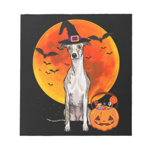 Bloc-note Chien Halloween Whippet Jack-o'-lantern Citrouille