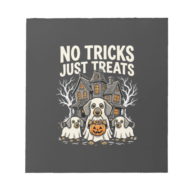 Bloc-note Chien Mignon Halloween Pas de Farces Rien que des  (Devant)