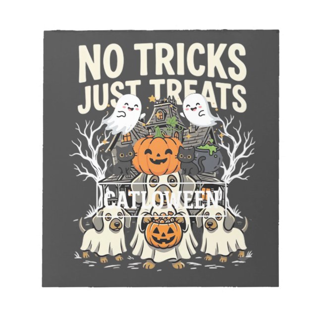 Bloc-note Chien Mignon Halloween Pas de Farces Rien que des  (Devant)