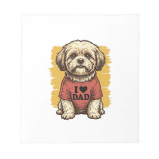 Bloc-note Chien Mignon J'Aime Papa Gravure Vintage Vecteur D