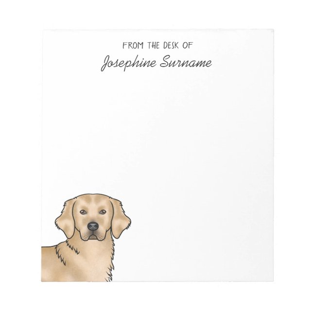 Bloc-note Chien mignon Retriever doré jaune avec nom personn (Devant)