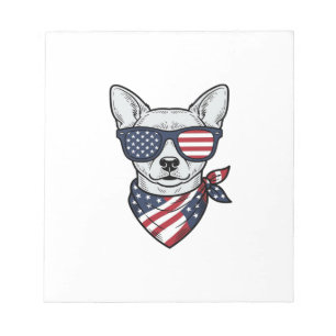 Bloc-note Chien Patriotique avec Lunettes de Soleil Drapeau