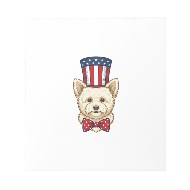 Bloc-note Chien Patriotique Chapeau Haut de Forme Design Vec (Devant)