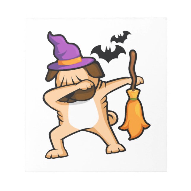 Bloc-note Chien Pug Halloween qui dab (Devant)