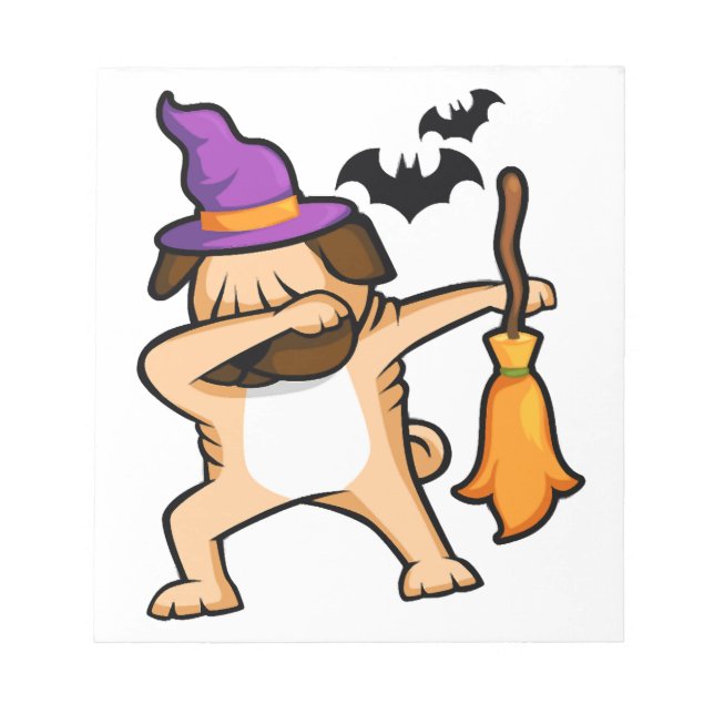 Bloc-note Chien Pug Halloween qui dab (Devant)