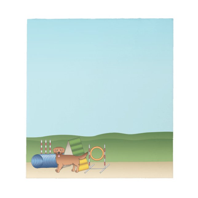 Bloc-note Chien rouge Golden Retriever avec équipement d'agi (Devant)