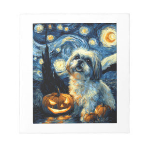 Bloc-note Chien Shih Tzu mignon citrouille Halloween Jack O