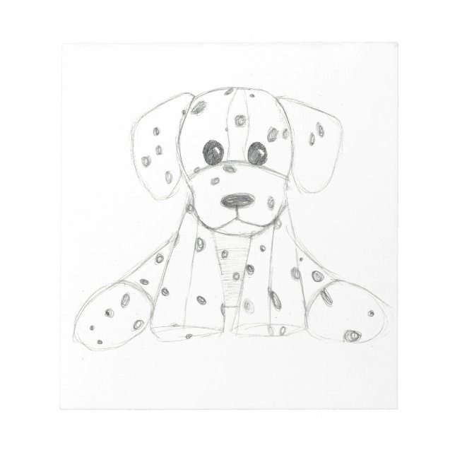 Bloc-note chien simple doodle enfants noir blanc dalmate (Devant)