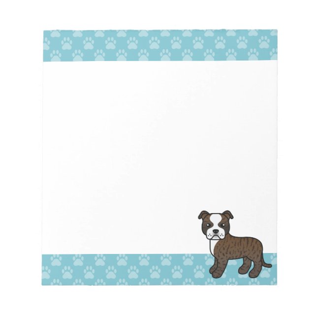 Bloc-note Chien Staffordshire Bull Terrier Bringé Et Blanc (Devant)